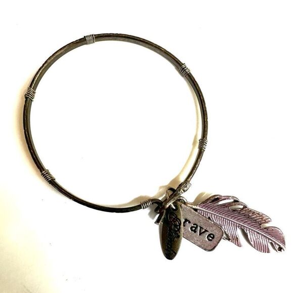 Plunder brave feather bangle bracelet wirh feather - Picture 1 of 9